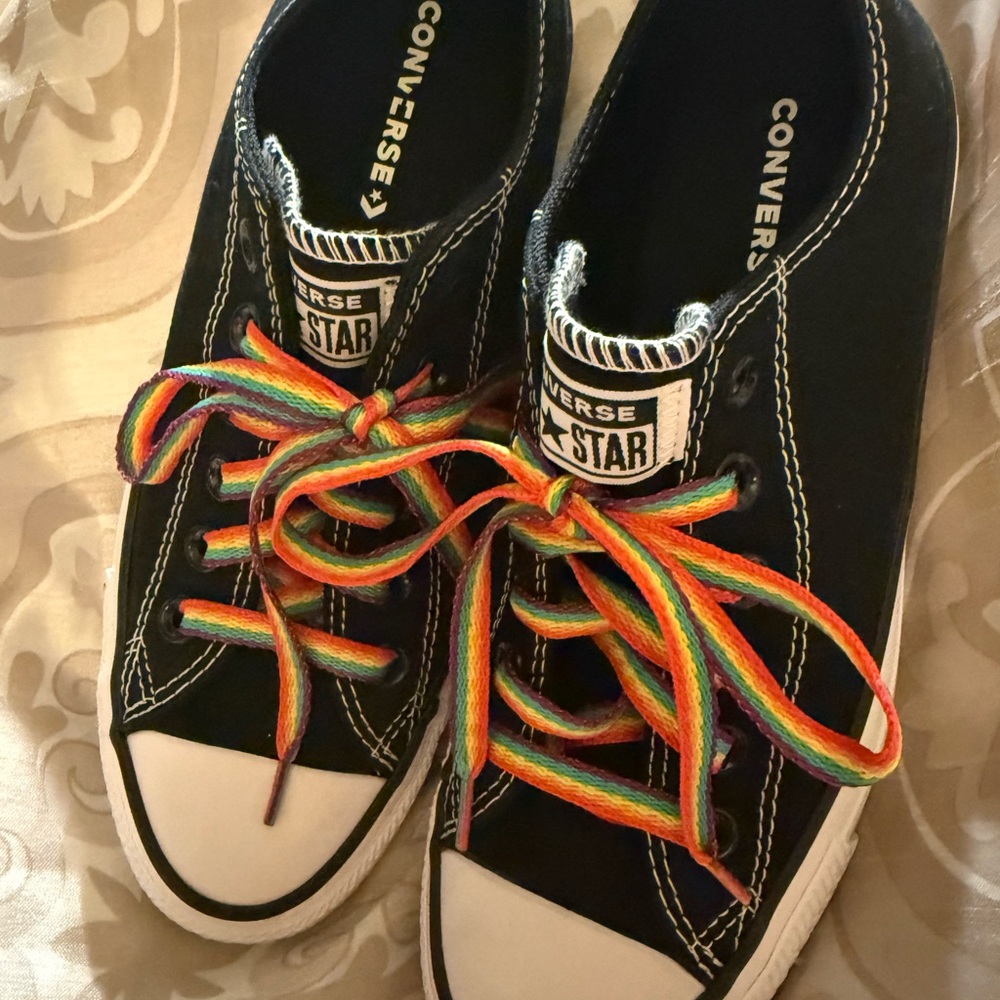 Converse Black Sneakers with Colorful Laces